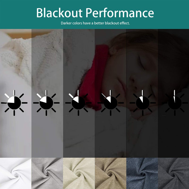 LORDTEX Linen Look Textured Blackout Curtains with Thermal Insulated Liner - Heavy Thick Grommet Window Drapes for Bedroom, 50 x 72 Inches, Ivory, Set of 2 Panels - Image 4